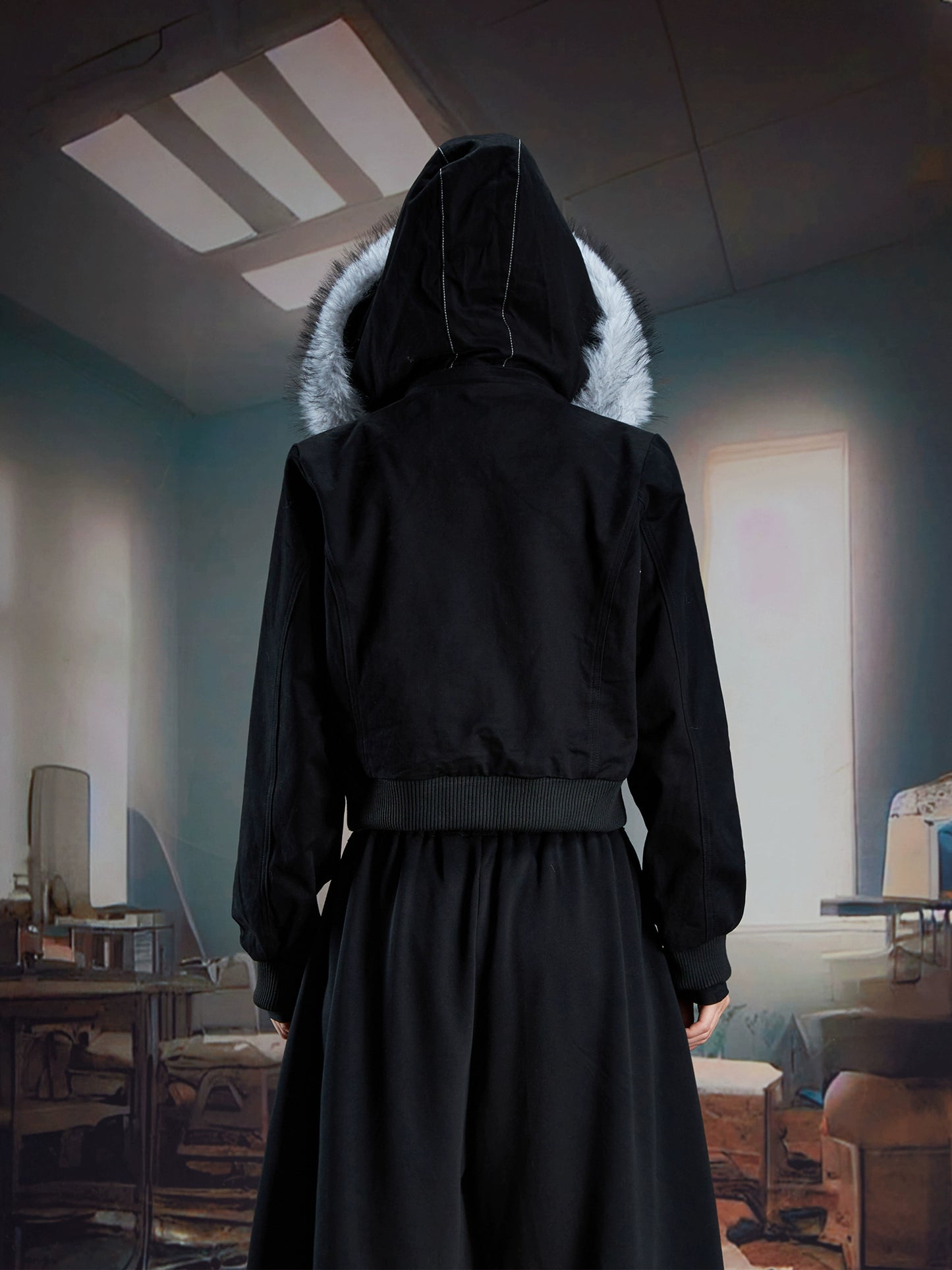 Detachable Fur Hooded Jacket WN21347