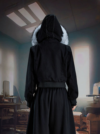 Detachable Fur Hooded Jacket WN21347