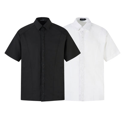 Everlasting Flower Embroidery Deconstructed Short Sleeve Shirt WN26848