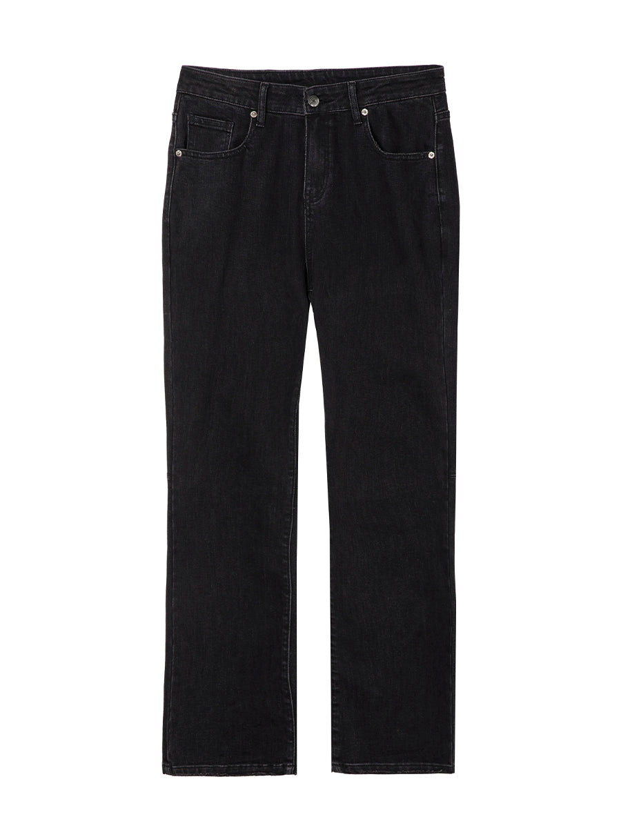 Washed Flare Black Denim Jeans WN12253