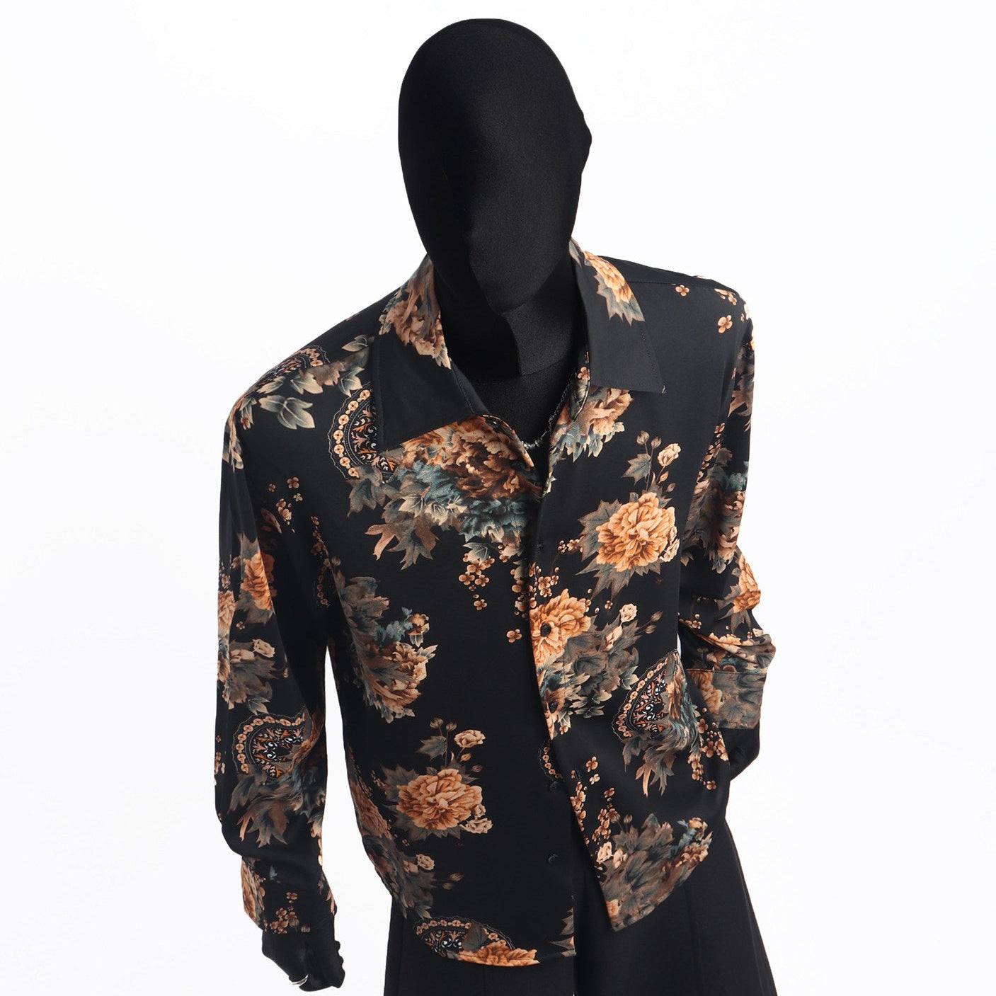 Print Floral Design Oversize Long Sleeve Shirt WN23750
