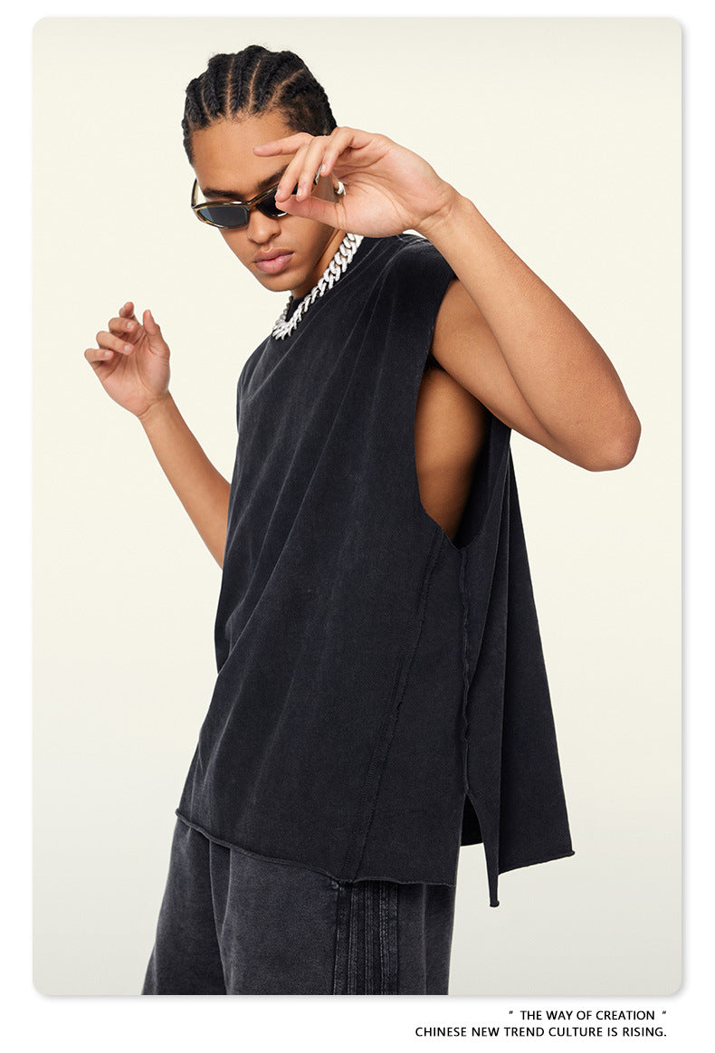 Washed Oversize Sleeveless T-Shirt WN6069