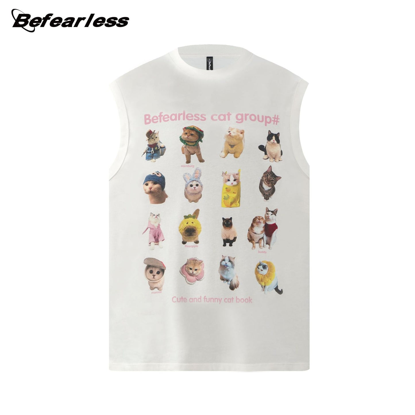 Cat Graphic Letter Sleeveless T-Shirt WN26282