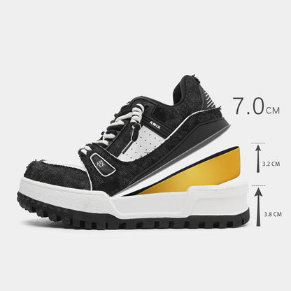 Chunky Textured Platform Lace-Up Sneakers WN24545