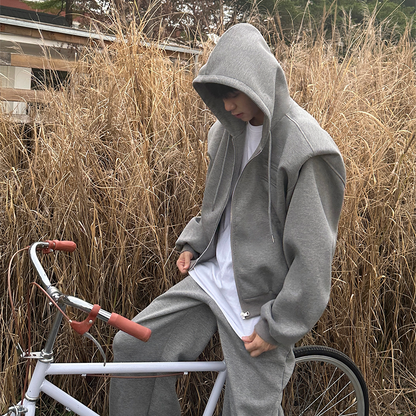 Zipper Hoodie & Wide Leg Sweatpants Setup WN25363