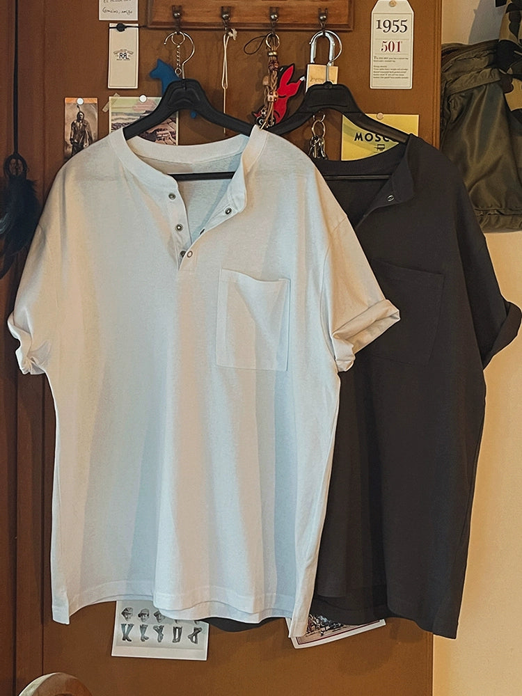 Henley Neck Oversize Short Sleeve T-Shirt WN20268