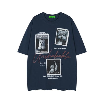 Photo Letter Print Short Sleeve T-Shirt WN26788