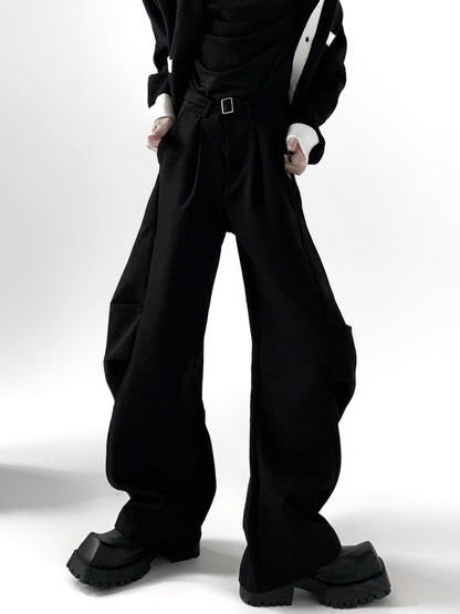 3D Pleats Draping Wide Leg Trousers WN15410