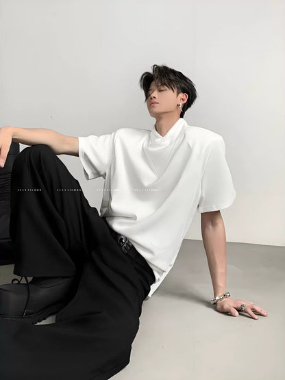 Double-Layer V-Neck Short Sleeve T-Shirt WN20078