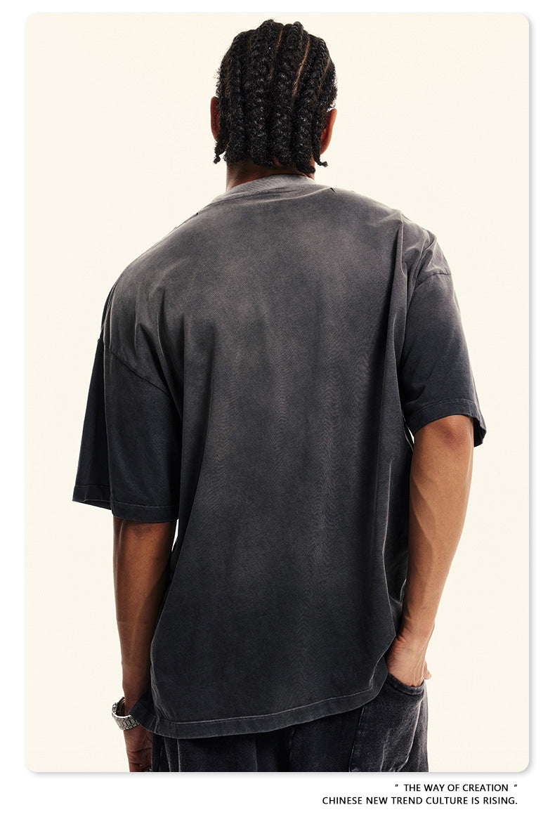 Washed Gradient Oversize Short Sleeve T-Shirt WN6070