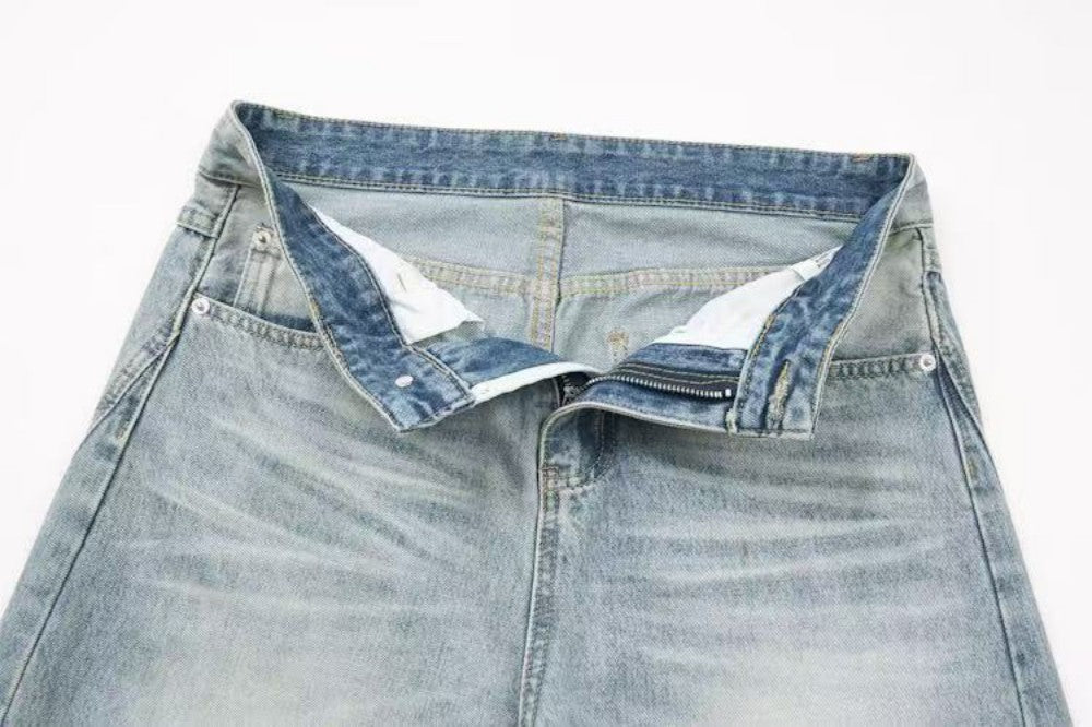 Washed Drape Wide Leg Denim Jeans WN27932