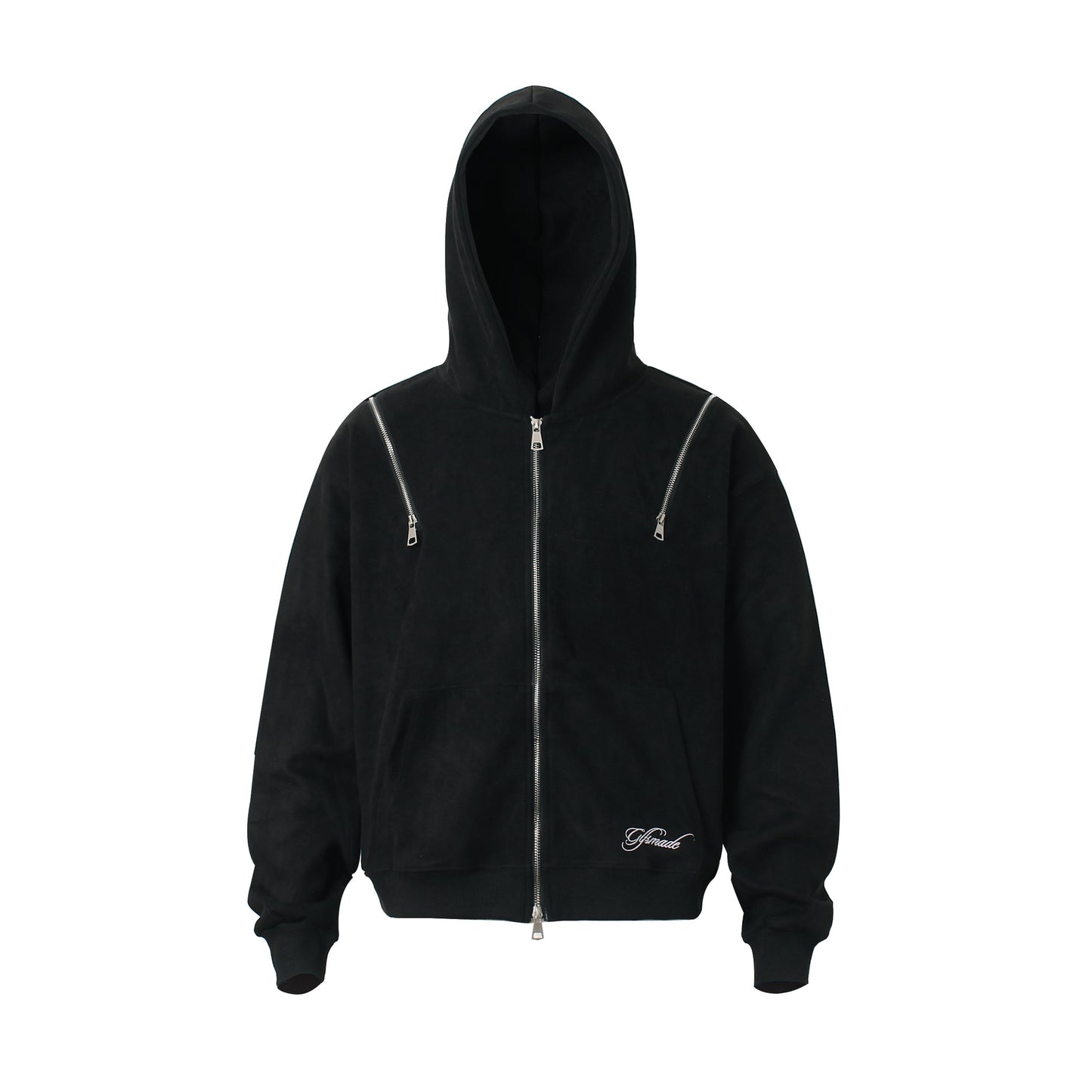 Suede Fabric Zipper Hoodie WN23578