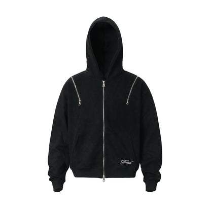 Suede Fabric Zipper Hoodie WN23578