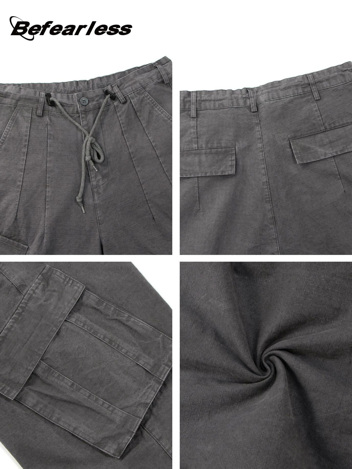 Washed Straight Wide Leg Cargo Pants  WN26343