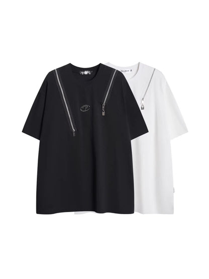 Heavyweight Zipper Metal Logo Oversize Short Sleeve T-Shirt WN27890