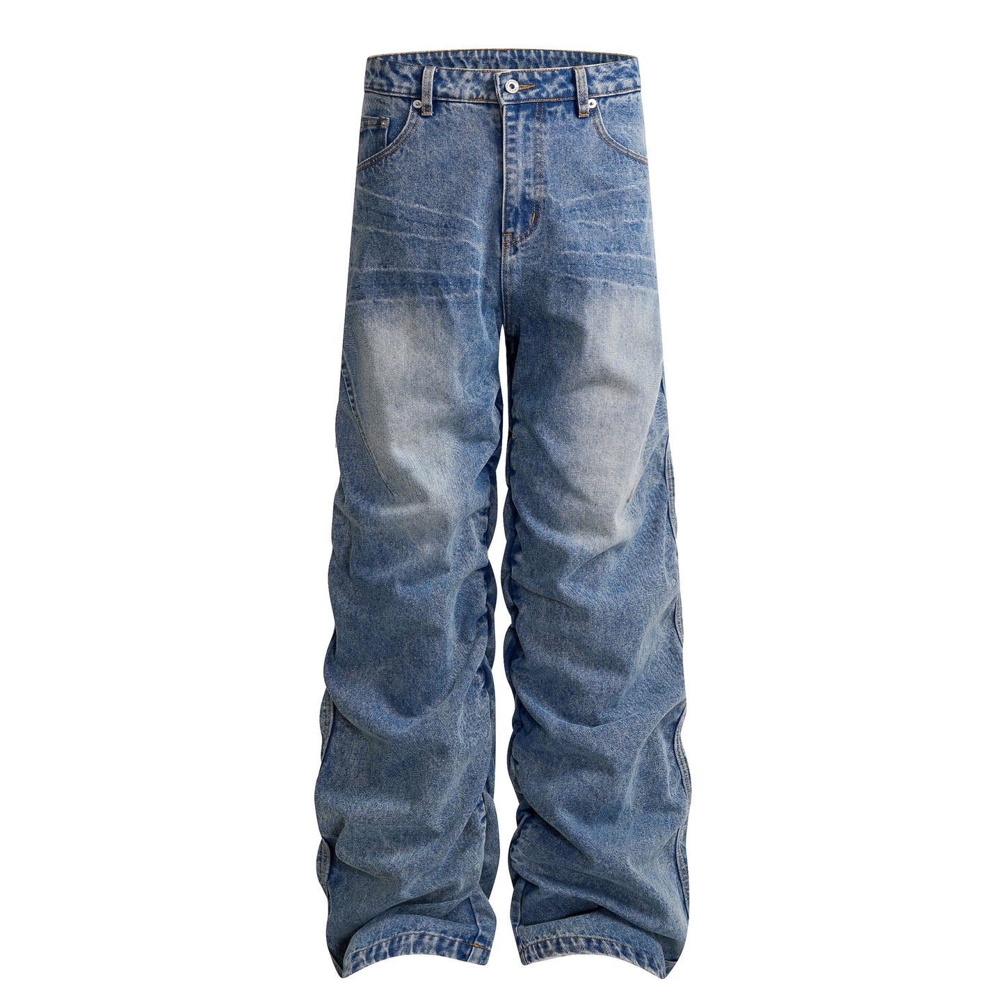 Washed Whisker Wide Leg Denim Jeans WN25481