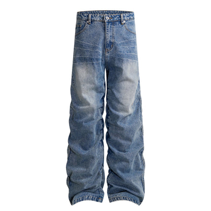 Washed Whisker Wide Leg Denim Jeans WN25481