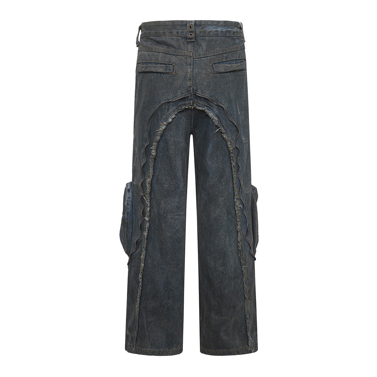 Washed Heavy-Duty Cargo Denim Jeans WN11359