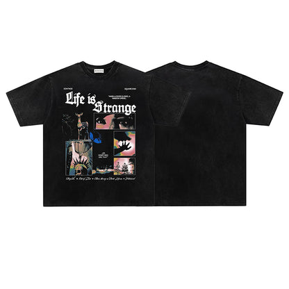 Washed Graphic Letter Short Sleeve T-Shirt WN26945