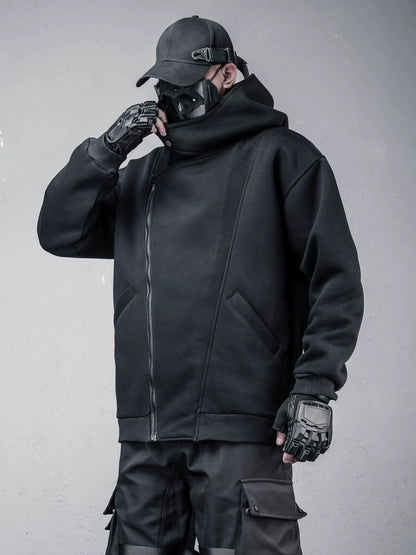 Oversize Asymmetric Zip Tactical Hoodie WN22312