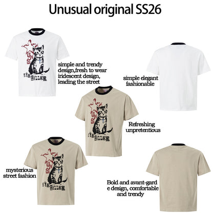 Painting Cat Graphic Short Sleeve T-Shirt WN26051