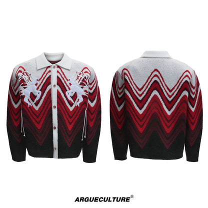 Oversize Polo Collar Knit Cardigan WN22671