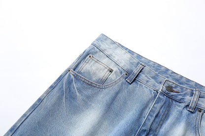 Washed Damage Wide Leg Flare Denim Jeans WN25862
