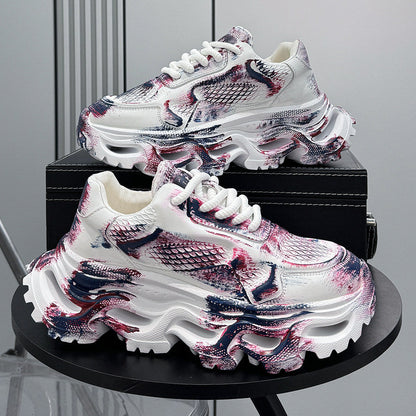 Paint Snake Print Chunky Sole Sneakers WN24697