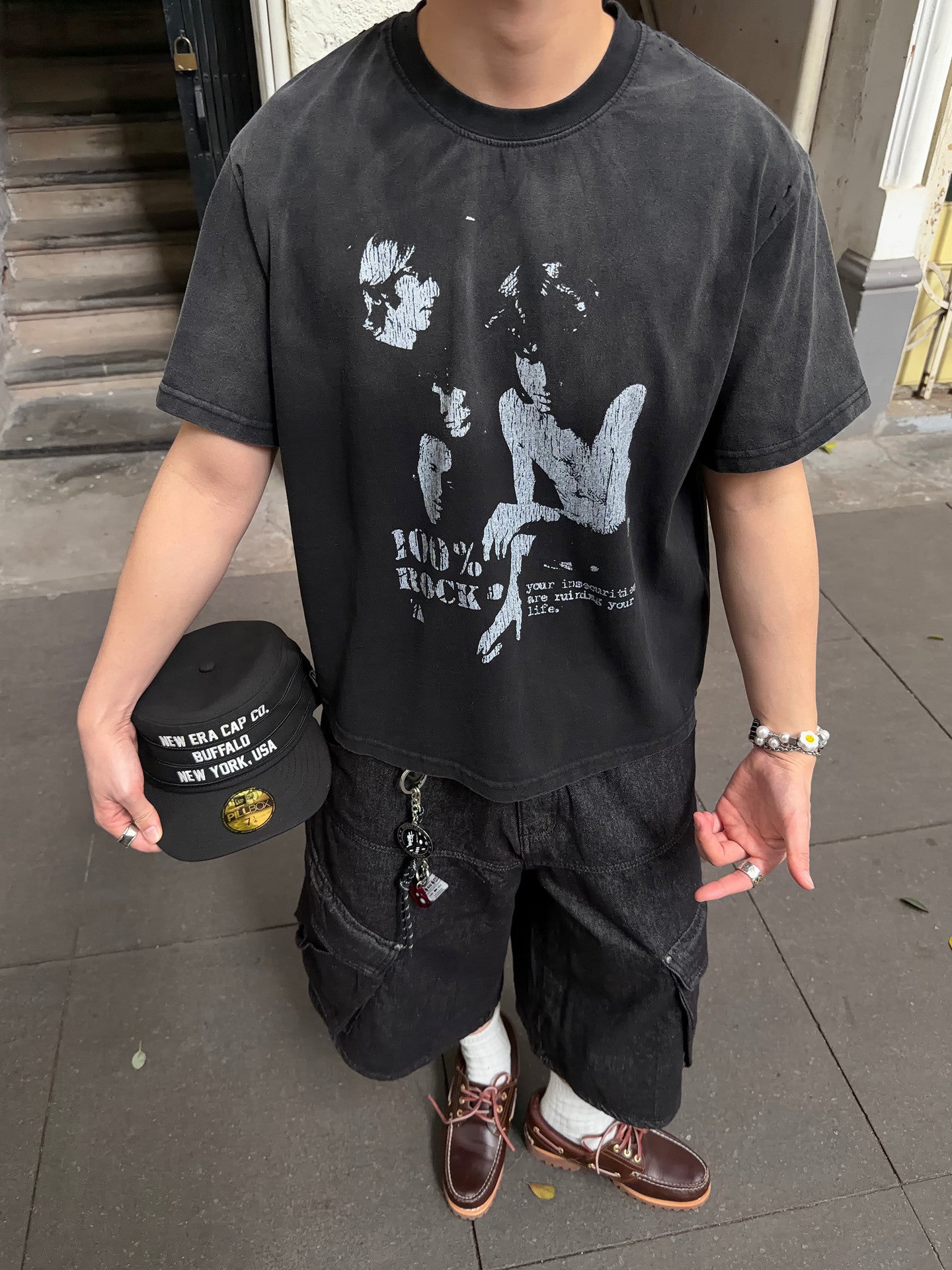 Washed Graphic Print Short Sleeve T-Shirt WN24372