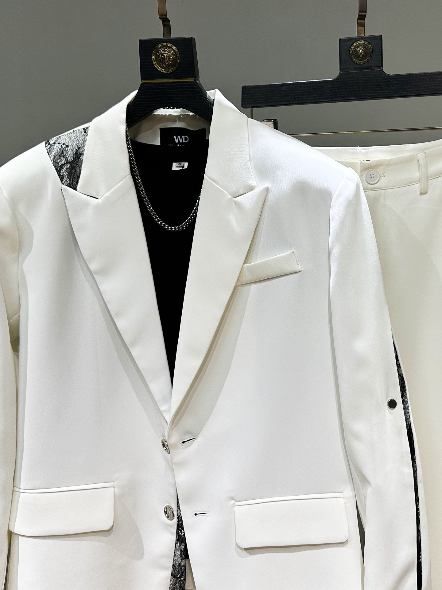Patchwork Oversize Tailored Jacket & Flare Trousers Setup WN23925