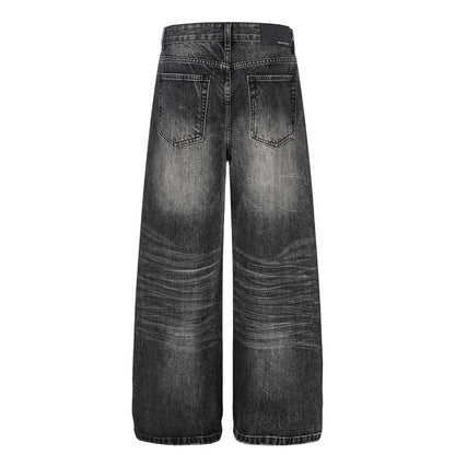 Washed Whisker Wide Leg Denim Jeans WN26106
