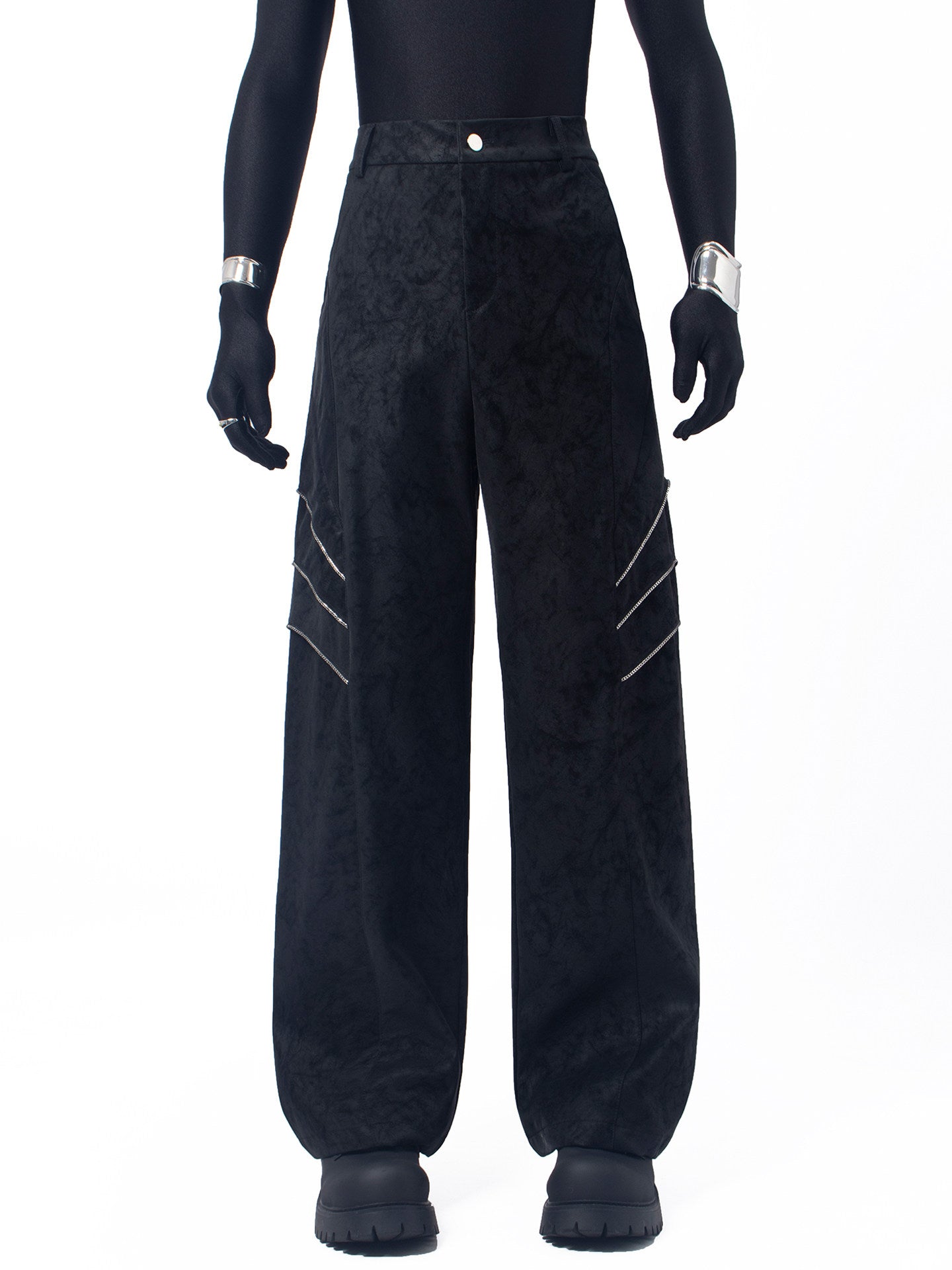 Short PU Leather Jacket & Wide Leg Curved Pants Setup WN23743