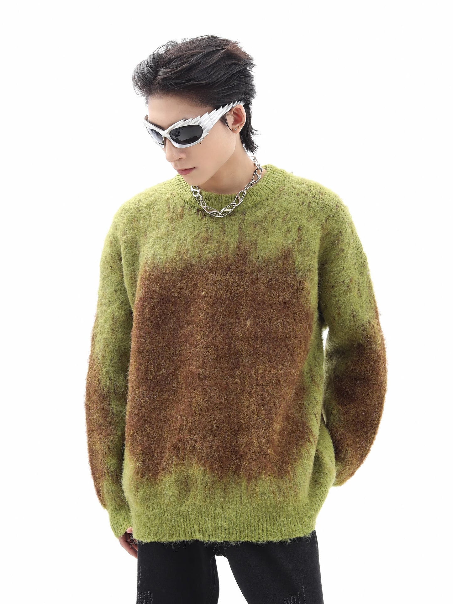 Thick Gradient Colorblock Wool Knit Sweater WN10379