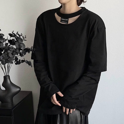 Deconstructed Hollow-Out Long Sleeve T-Shirt WN19366