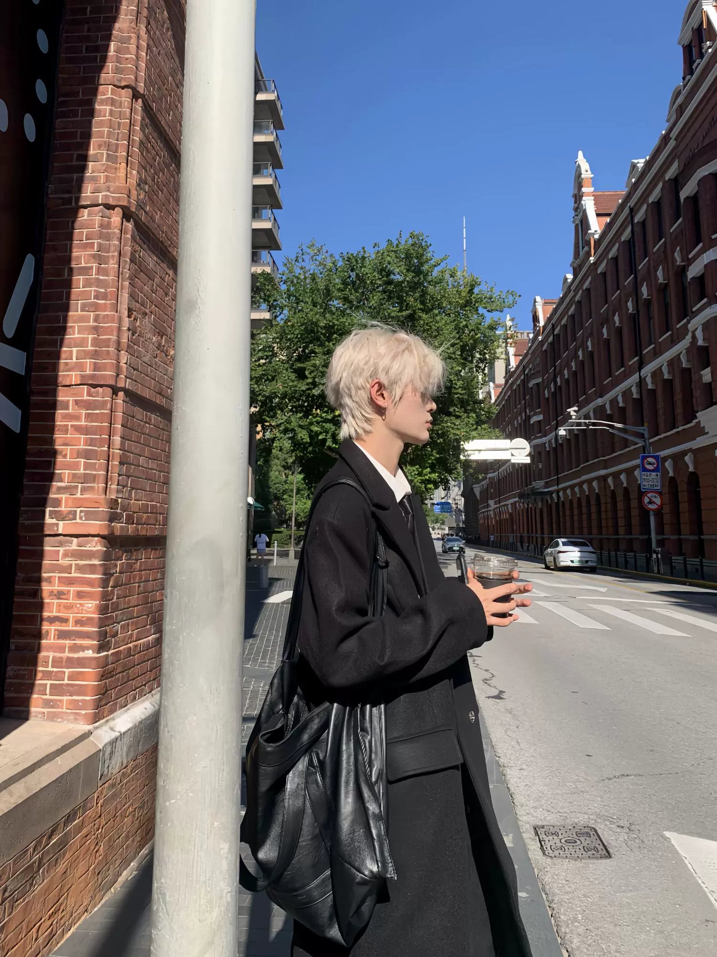 Front-Buttoned Shoulder-Pad Oversize Coat WN19804