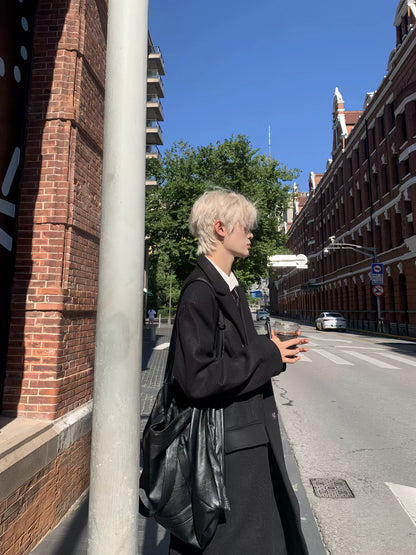 Front-Buttoned Shoulder-Pad Oversize Coat WN19804