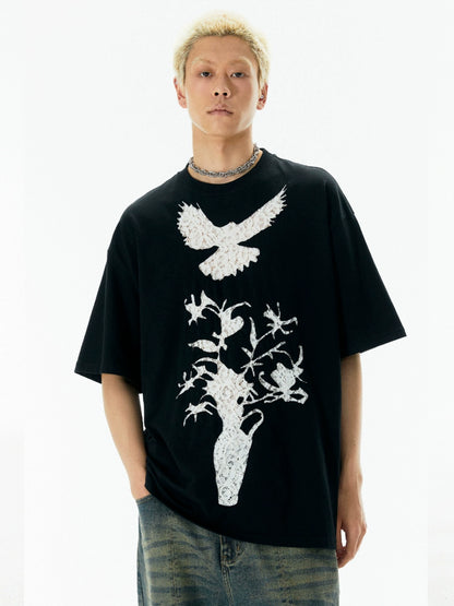 Bird Print Short Sleeve T-Shirt WN18881