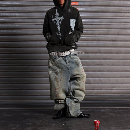 Washed Wide Leg Baggy Denim Jeans WN19077