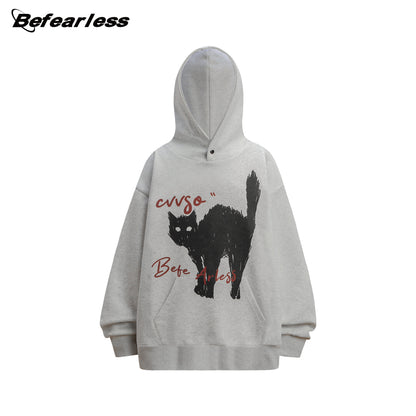 Cat Print Oversize Pullover Hoodie WN26368