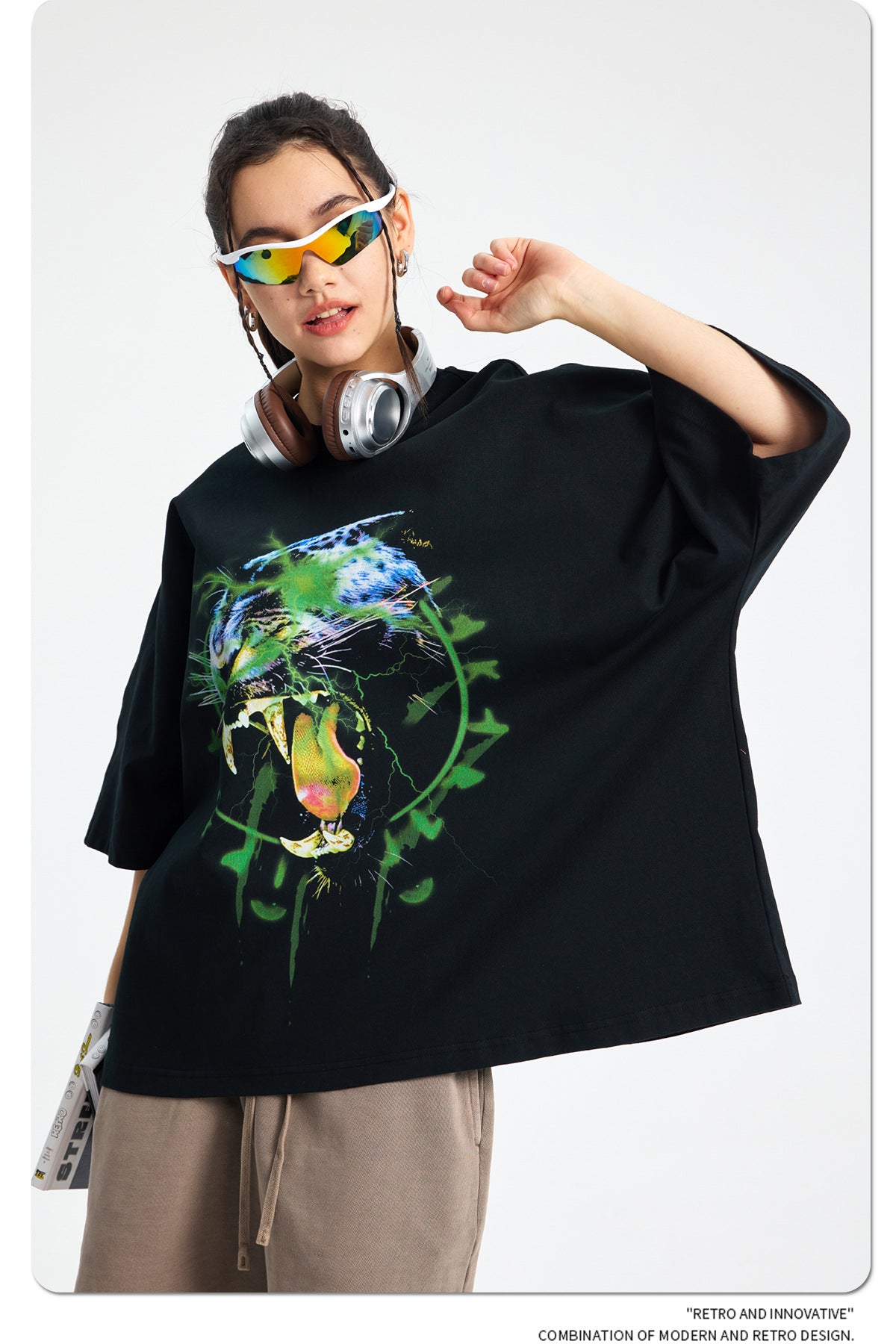 Seamless Graphic Print Oversize Short Sleeve T-Shirt WN16263