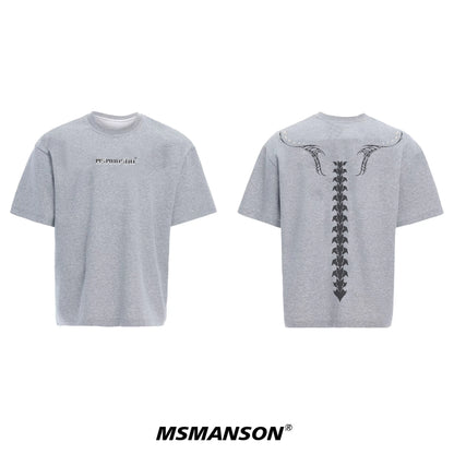 Spine Design Heavyweight Pure Cotton Short Sleeve T-Shirt WN18656