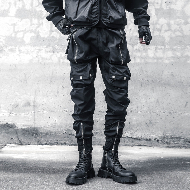 Functional Multi-Pocket Zipper Cuffed Cargo Pants WN22488