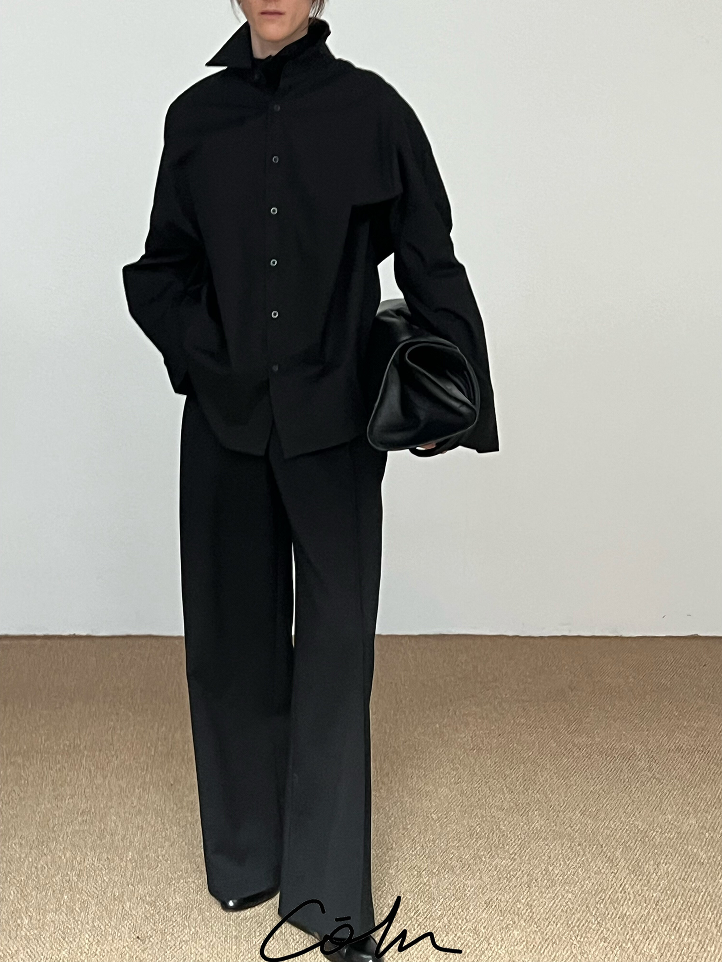 Curved Hem Oversize Long Sleeve Shirt WN21482