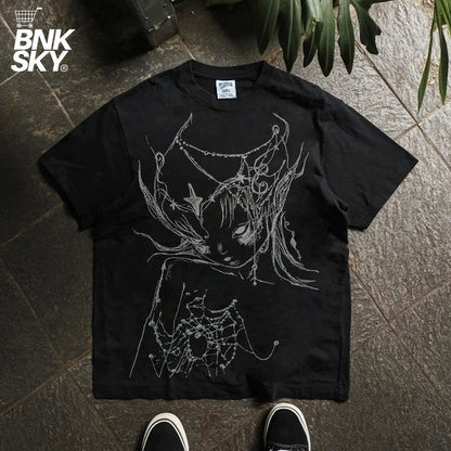 Graffiti Print Oversize Short Sleeve T-Shirt WN16711