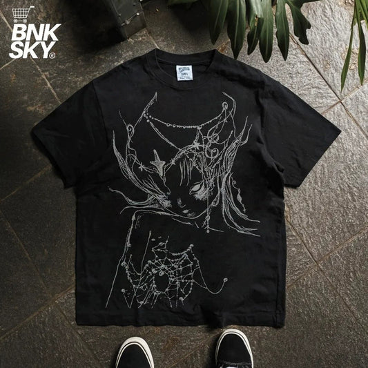 Graffiti Print Oversize Short Sleeve T-Shirt WN16711