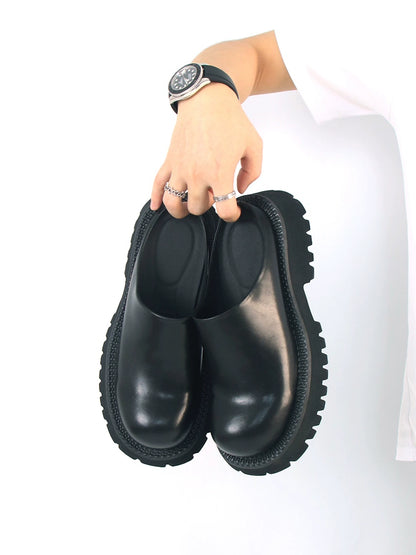 Chunky Sole Leather Mule Derby Shoes WN20776