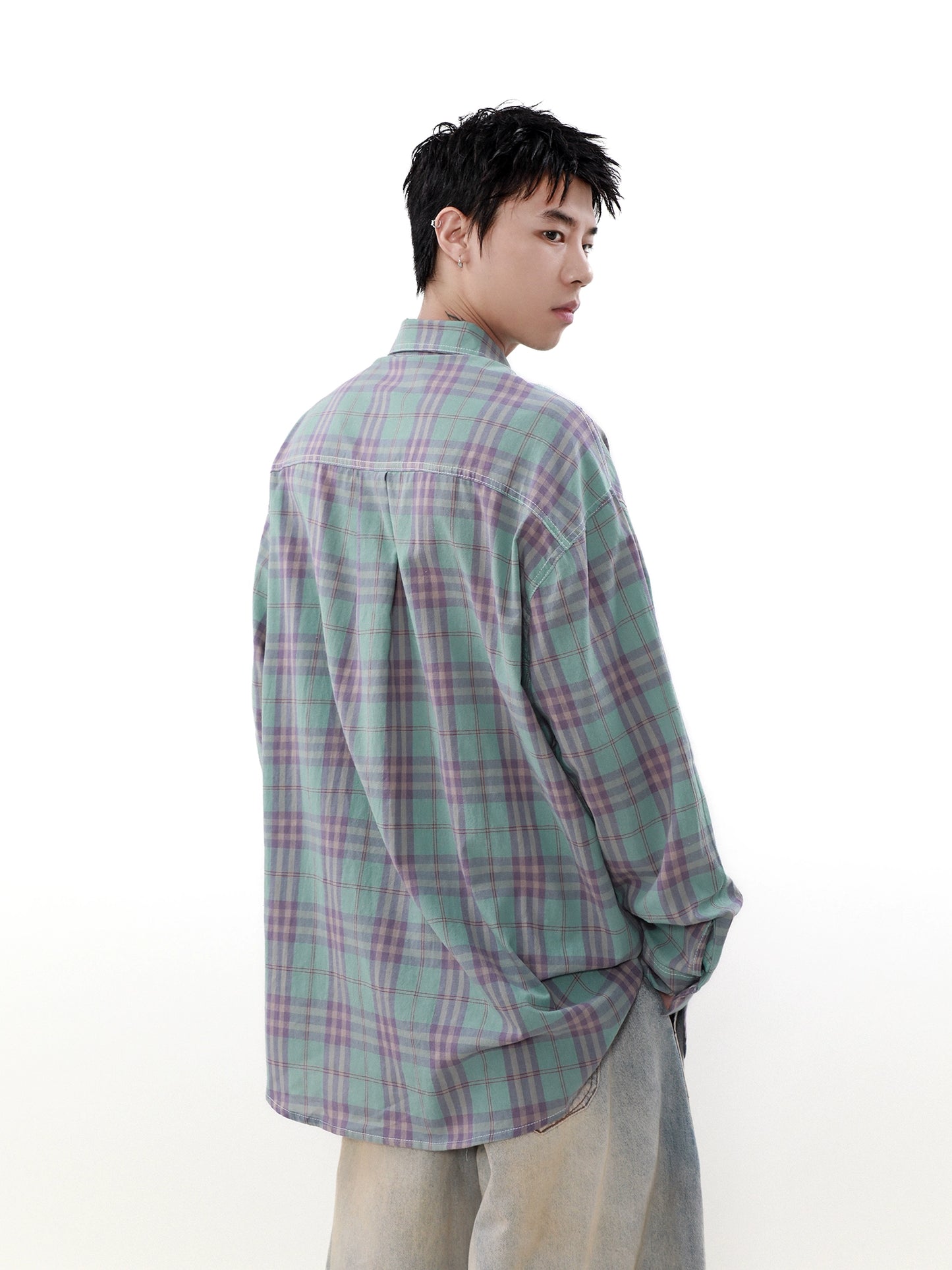 Plaid Oversize Long Sleeve Shirt WN7539