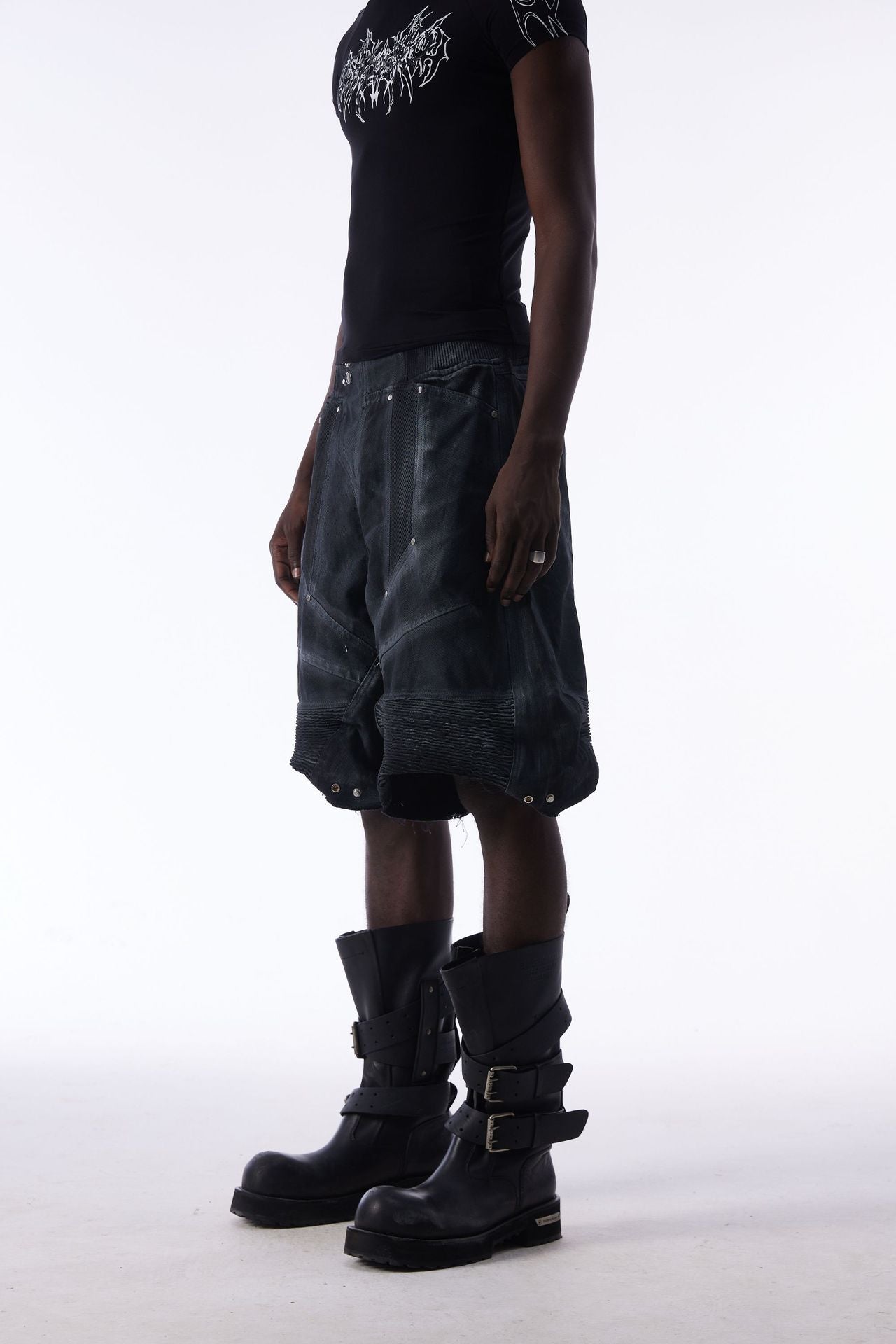 Damage Baggy Half Denim Jeans WN25584