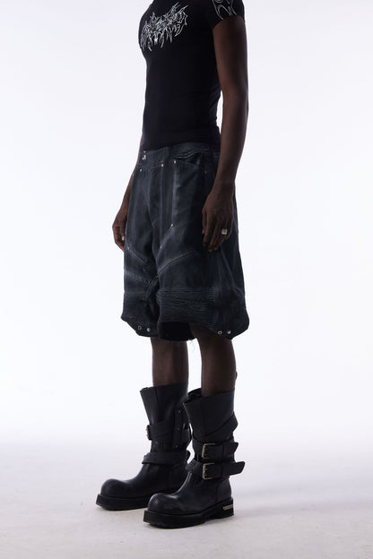 Damage Baggy Half Denim Jeans WN25584