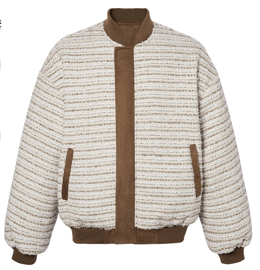 Reversible Suede Tweed Zipper Jacket WN17815